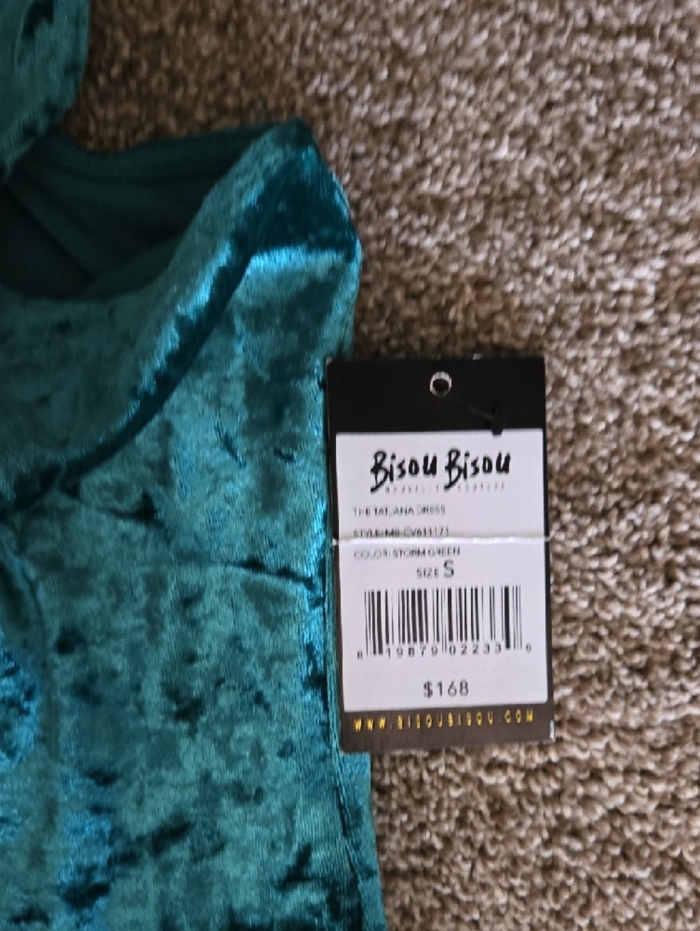 Bisou Bisou Teal Ruched Velvet Midi Dress The Tatjana Dress Size Small - Picture 5 of 5